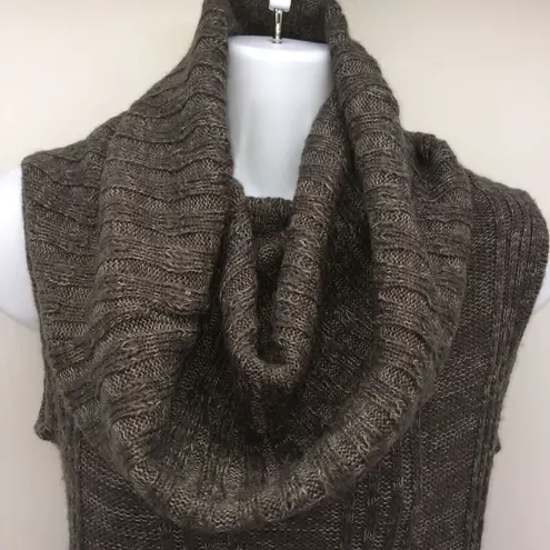 J.J. Basics Sleeveless Cowl Sweater Tunic/Sweater Dress w/Vertical Ribbing Knit Gray Size M