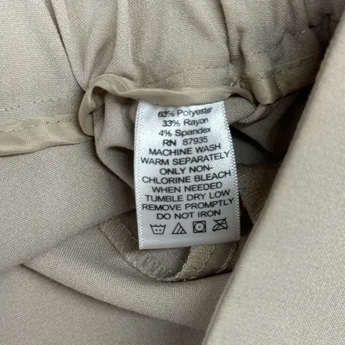 Susan Graver Cropped Pants Women's S Beige Button Hem Casual Minimalist Workwear