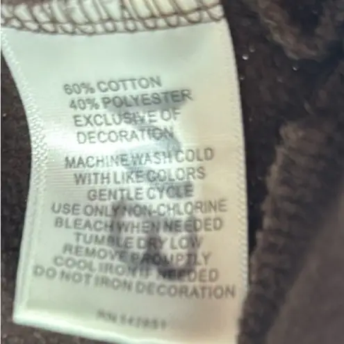 Rebecca Malone Brown Sweatshirt embroidered Owl Design collar neutral M fall