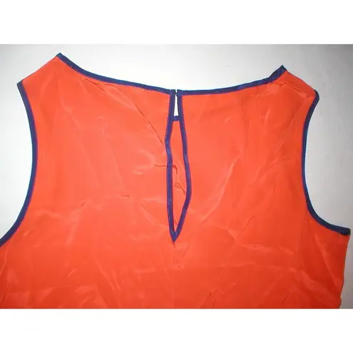 David Lerner New Womens NWT $200 Collection Silk Top Blouse Orange Blue XS USA