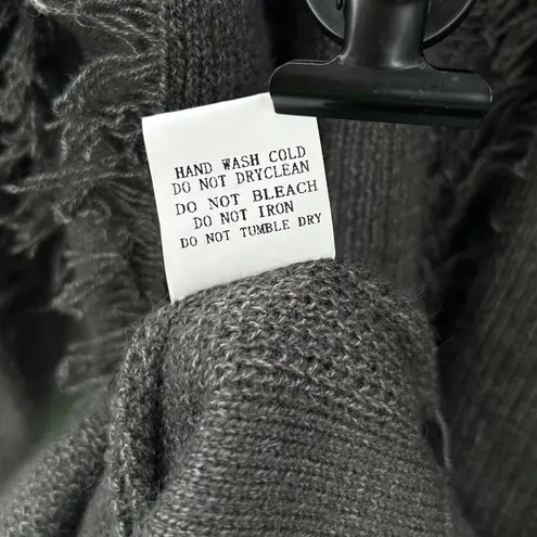 Women's Charcoal Green Boho Grunge Fringe Detail Wool Blend Sweater Size Large Gray