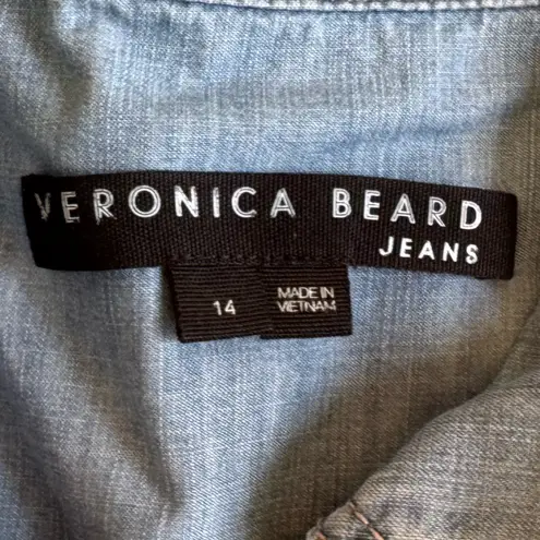 Veronica Beard EUC Harrow Cotton Chambray Denim Tiered Mini Dress Sz 14