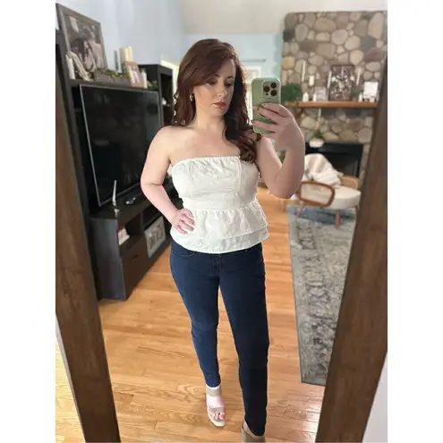 Vintage white strapless top Size L