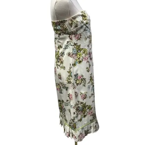 Vintage Y2K Ruth Strapless Floral Dress Womens 6 Garden wedding preppy coquette Green