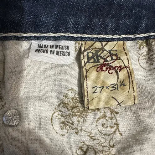 BKE Stella Boot Cut Stretch Jeans Rhinestones Distressed Whiskers Womens 27x31