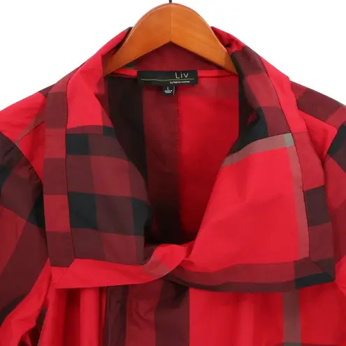 Habitat Liv by  Suzanne Jacket Ruby Red Tartan Plaid Asymmetrical Hem L