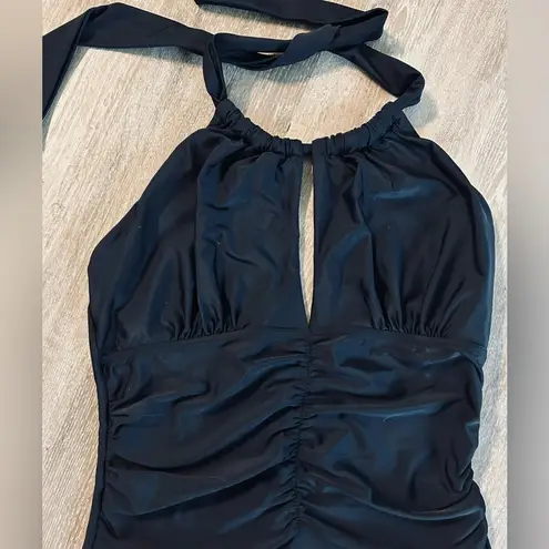 Tropical Escape 🏖️ Women's Black High Neck Halter Swimsuit Size Large