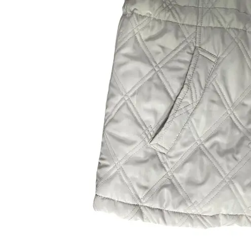 Weatherproof Women's Cream Fleece Lined Quilted Zip Up Long Sleeve Coat Medium