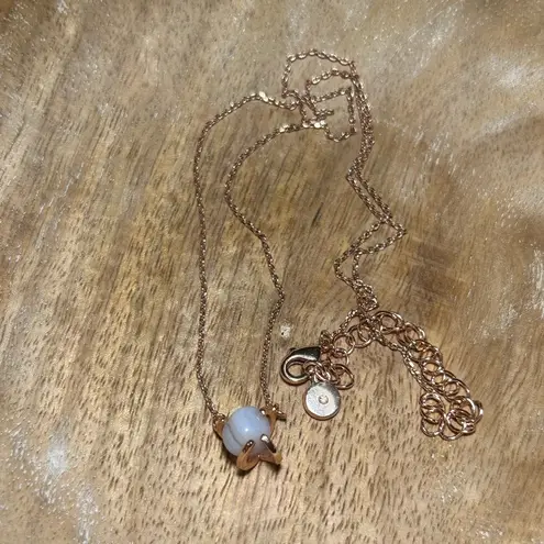 LC Lauren Conrad  Semi Precious White Stone Rose Gold Tone Necklace