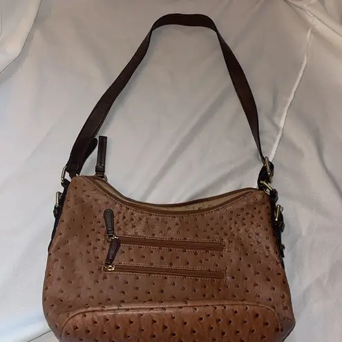 Giani Bernini Brown Shoulder Bag with Textured Leather and Gold Accents