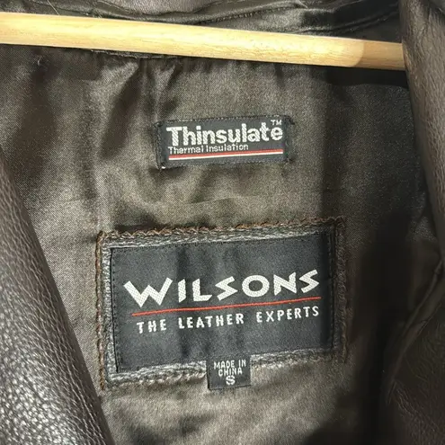 Vtg Wilsons thinsulate Leather jacket Asymmetrical Zip Lined chocolate Brown S