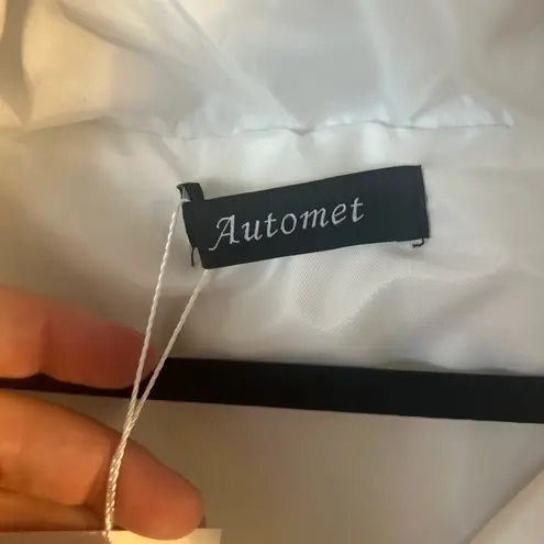 Automet Puffer Vest Women White Sleeveless Zip Up Outerwear, Size Small (NEW)