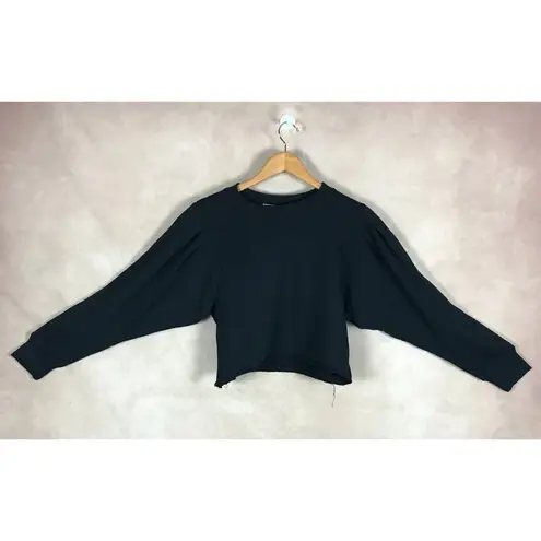 CIRCUS NY Blouson Sleeve Terry Black Sweatshirt NWT MEDIUM