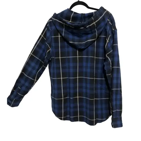 Arizona Men’s blue plaid button up with hoodie