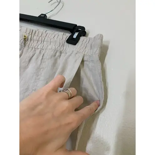 Ellen Tracy Company Tan Linen Jogger Pants Womens Sz L Neutral Beachy Coastal