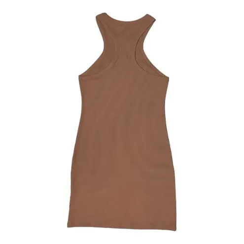 Babaton Aritzia Sculpt Ribbed Racerback Mini Dress in Brown, Size L