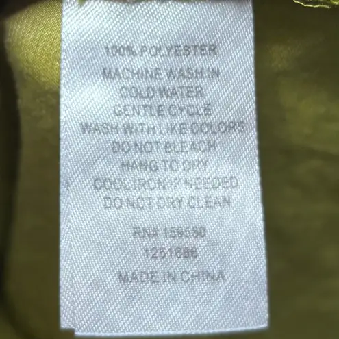 Maison D'Amelie Paris Lime Green Faux Silk Short Sleeve Top L Large Lightweight