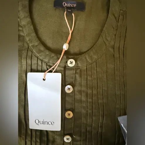 Quince NWOT 100% European Linen Sleeveless Swing Dress Martini Olive Sz M