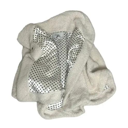 SISTERS Outerwear Cape Poncho Fun Fur Ivory Toggles Size Small Polka Dot Lining