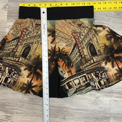 5ifth Degree Black Graphic Historic Hollywood Print Mini Circle Skirt Size Large