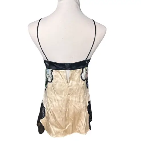 La Perla  Italy Women's Silk Slip Camisole Size 8 B Ivory Floral Lace Trim