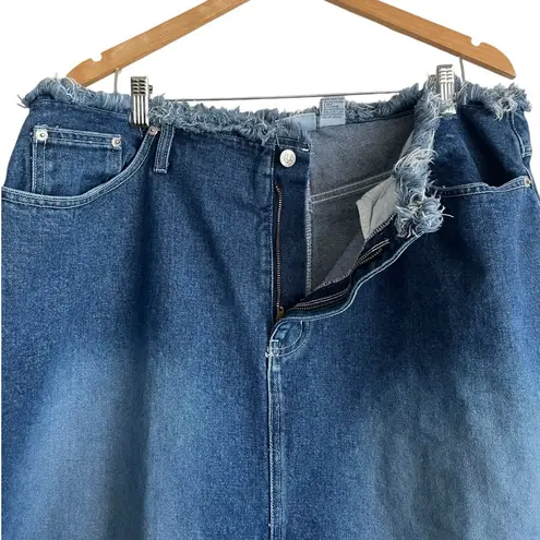 Carolina Blues Women Jean Midi Skirt 20 Blue Distressed Western Cowgirl Denim