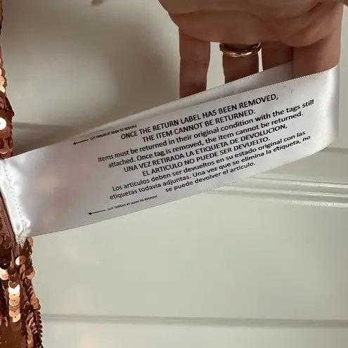 Mac Duggal Sequined One Sleeve Column Gown- Copper