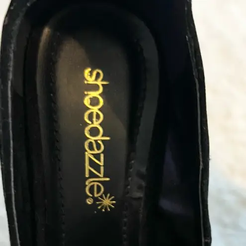 Black Faux Suede Gold Studded Metallic High Heel Platform Pumps Size 5.5