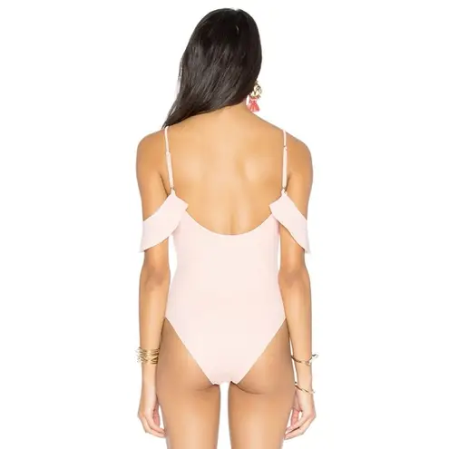 LPA / Revolve Cold Shoulder Ruffle Bodysuit 182 in Peony