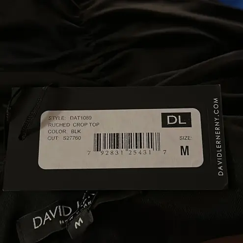 David Lerner New York Ruched Crop Top Black NWT Medium DAT1089