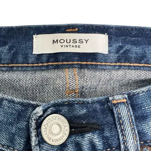 Moussy Vintage Velma Jeans Tapered Distressed Dark Wash Blue Denim Women's 26