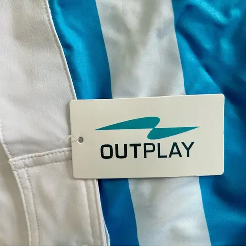 Outplay Unisex Board Shorts Blue White Striped Swim Shorts Size XL Tie Waist NWT