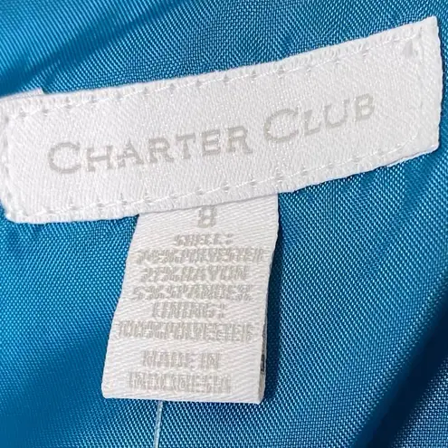 Charter Club NWT Teal Blue Sheath Dress Size 8 Medium Embellished Neckline