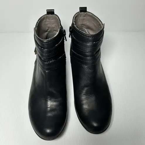 Rockport Womens Carly Strap Bootie Ankle Boots Side Zip Leather Size 7 Black. Black