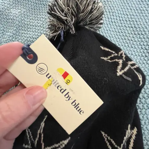 United by Blue New! Beanie Winter Hat Cap Made in USA Black White Stars