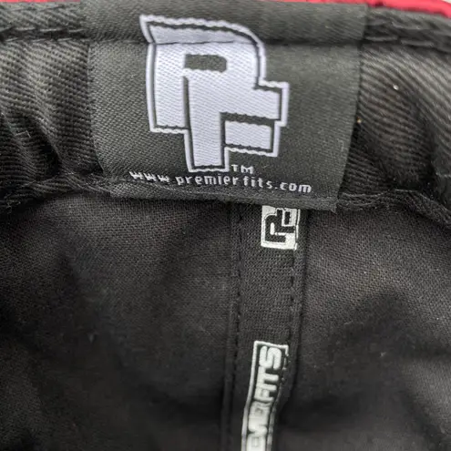 Premier Fits Vintage Rare P Maroon Satin Quilted Burgundy Snapback Hat