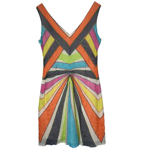 MaxAzria Collection Silk Chiffon Starburst Dress Sleeveless size 8 Orange