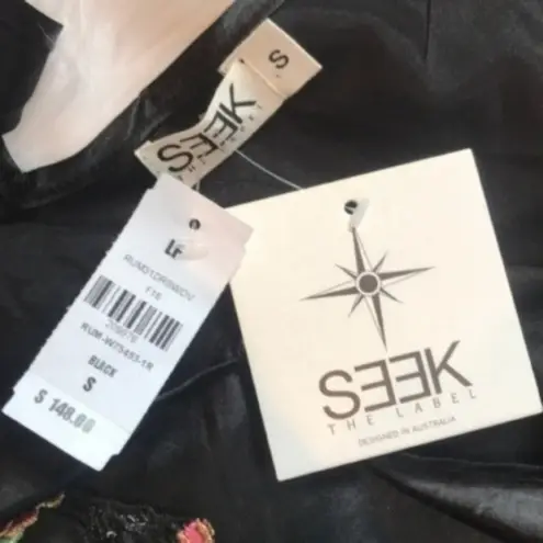 SEEK the Label NWT black floral slip dress
