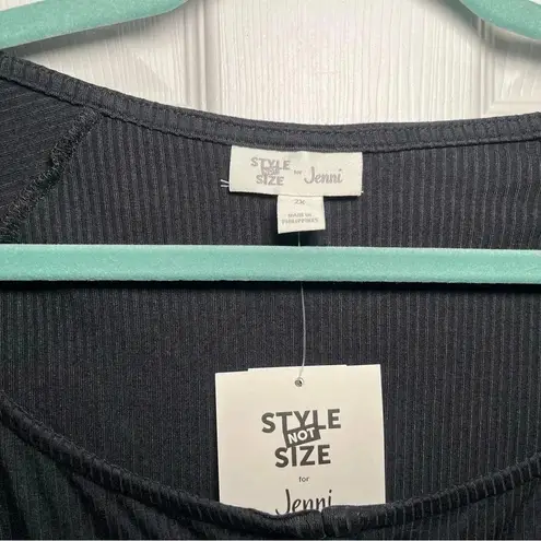 Jenni Style Not Size for Women's Crop Top Plus Size 2X Long Sleeve Cropped Shirt