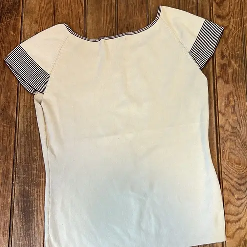 Alberto Makali Woman’s vintage tan short sleeve Fitted knit top size large