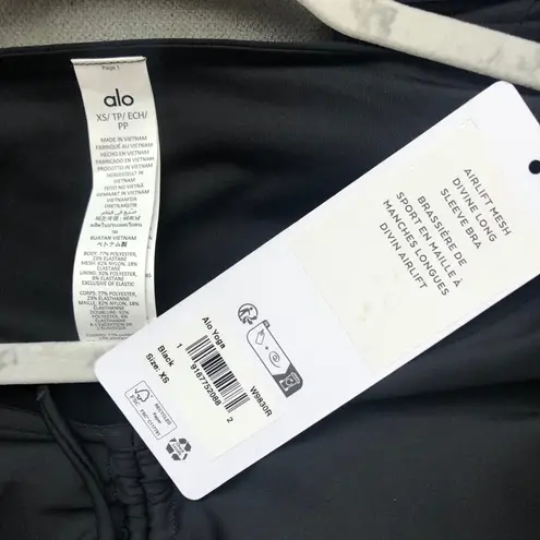 Alo Yoga Airlift Mesh Divine Long Sleeve Bra Black XS