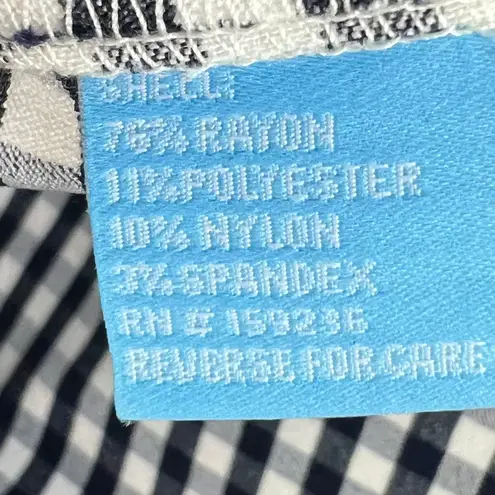 J. McLaughlin Georgina Ankle Pant Women 4 Blue White Gingham Check Stretch Preppy