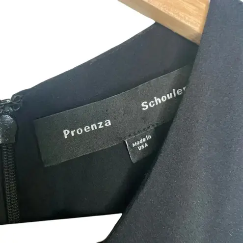 Proenza Schouler Black Sleeveless Ruched Georgette Lace Dress Size 4