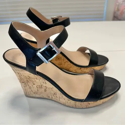 Charles by Charles David - Black Strap Sandals - Cork Heels Size 9.5