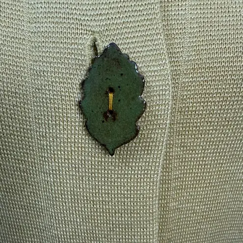 Kasper Mustard Yellow Wool Blend Cardigan Jacket S Leaf Buttons