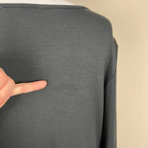 SUN KIM Tunic Top Womens Medium Black Lagenlook Asymmetrical Mixed Media Grommet