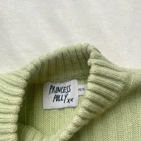 Princess Polly light green ribbed knit mock neck  sweater