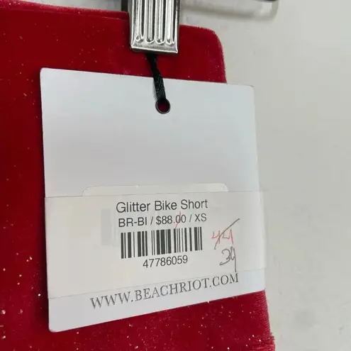 Beach Riot NWT Glitter Bike Short in Fiery Red Velvet Size XS