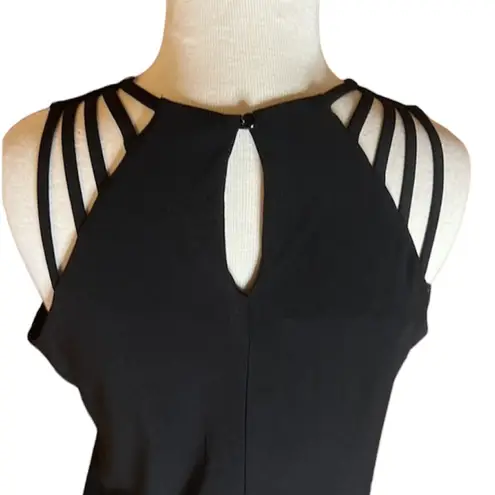 AUW A.U.W. Black Sexy Strappy Tank Top/ Sleeveless Blouse Keyhole Back with Button