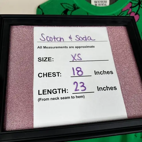 Scotch & Soda Sweater Women's XS Fruit Print Jacquard Pullover Green Pink